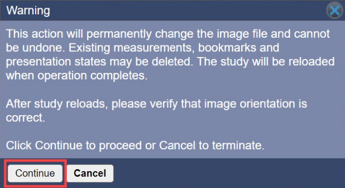 changing laterality warning dialog box
