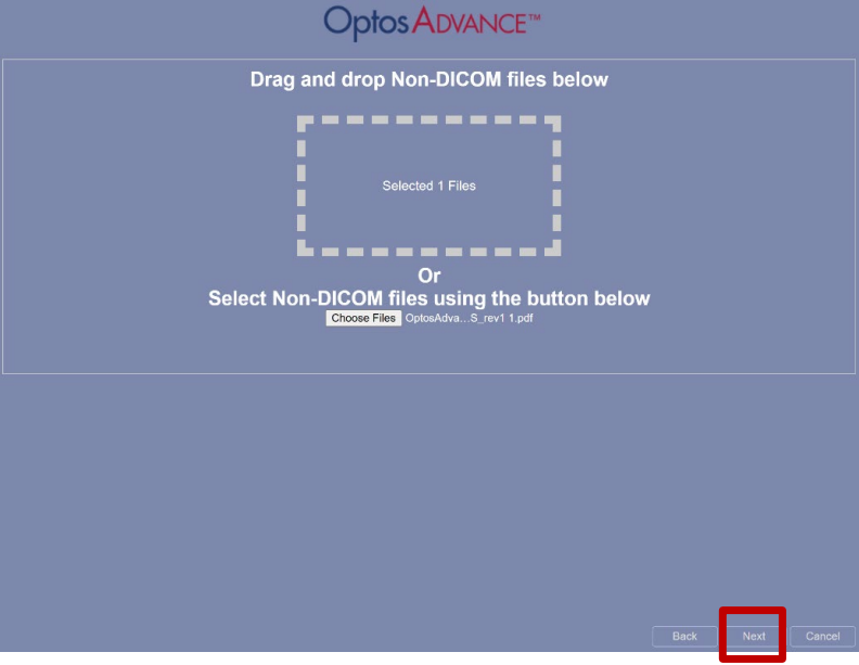OA Uploading Non DICOM Images Next