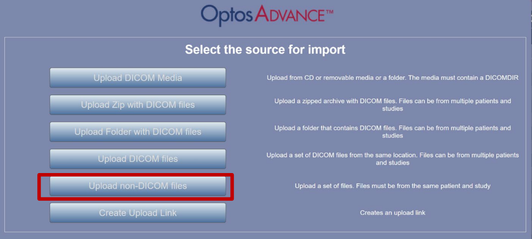 OA Uploading Non DICOM Images Upload Files